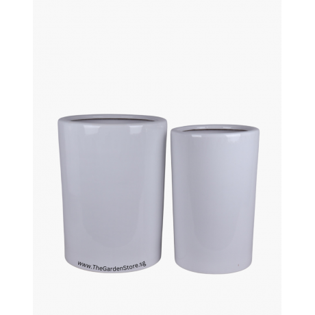 Cilindro White Tall Ceramic Pot