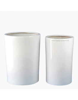 Cilindro White Tall Ceramic Pot
