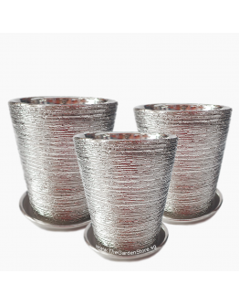 Iseo Silver Galvanized Brushes Ceramic Pot