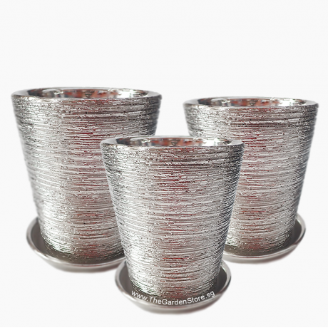Iseo Silver Galvanized Brushes Ceramic Pot