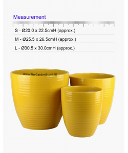 Line Design Yellow Ceramic Pot