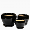 Orchidea Black Bowl Ceramic Pot includes free matching saucer