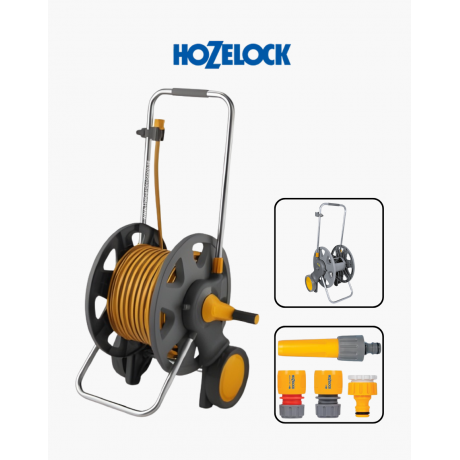 Hose Cart with 50m Ultra Hose & 2353 Fitting Set by Hozelock